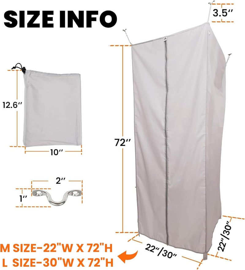Terapaton Camper Van Shower Curtain 72in Height, RV Hidden Shower Privacy Curtain with Magnetic Stickers, Interior Shower Curtain for Bench Shower, Collapsible Square Shower (30" W x 72" H) - Image 2